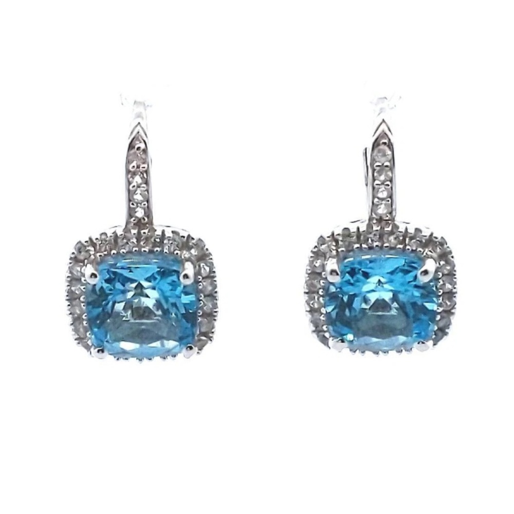 Michele Albala 14K White Gold Blue & White Topaz Earrings